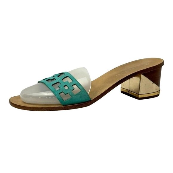 Trina Turk Teal and Brown Sandals - Picture 1 of 13